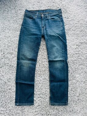 Mens Levi's Distressed Dark Blue Straight Leg Jeans 29x30